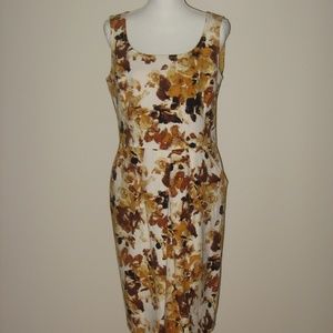 ST JOHN Sleeveless Cotton Floral Print Dress 10